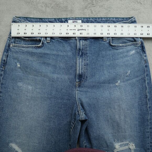 Tommy Jeans Women's 16 Blue High-Rise Denim Pants 27" Inseam Distressed - Picture 12 of 16